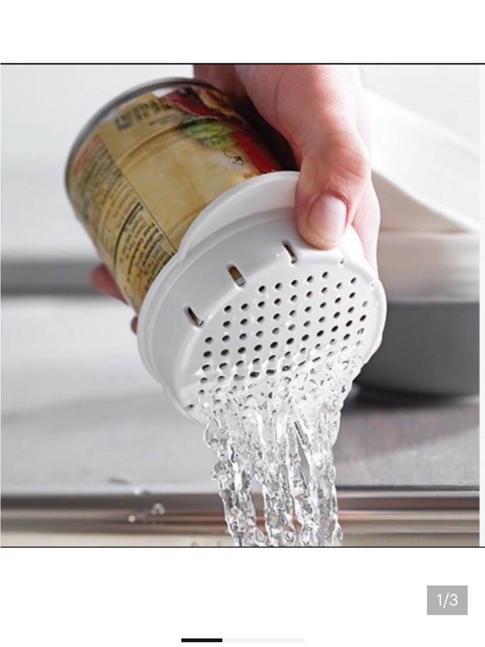 Pampered Chef Can Strainer #2495 White Plastic Food & Vegetable Drainer NEW